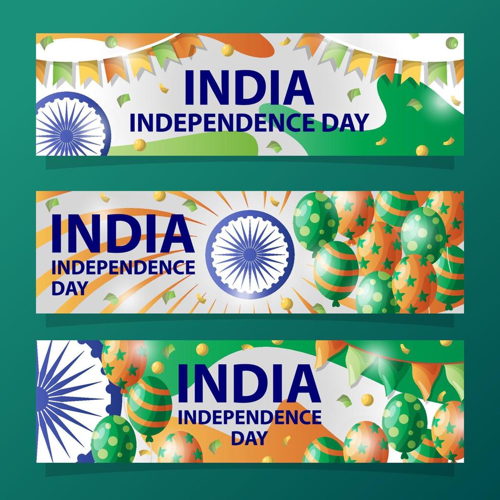 Indien självständighetsdagen banner samling vektor