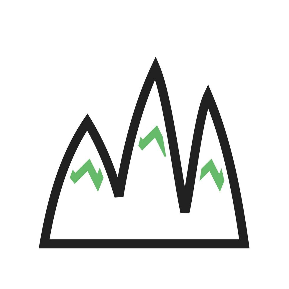 Ice Top Mountain Line grünes und schwarzes Symbol vektor