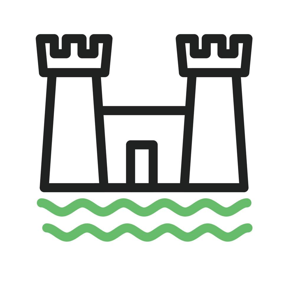 Schloss am Strand grünes und schwarzes Symbol vektor