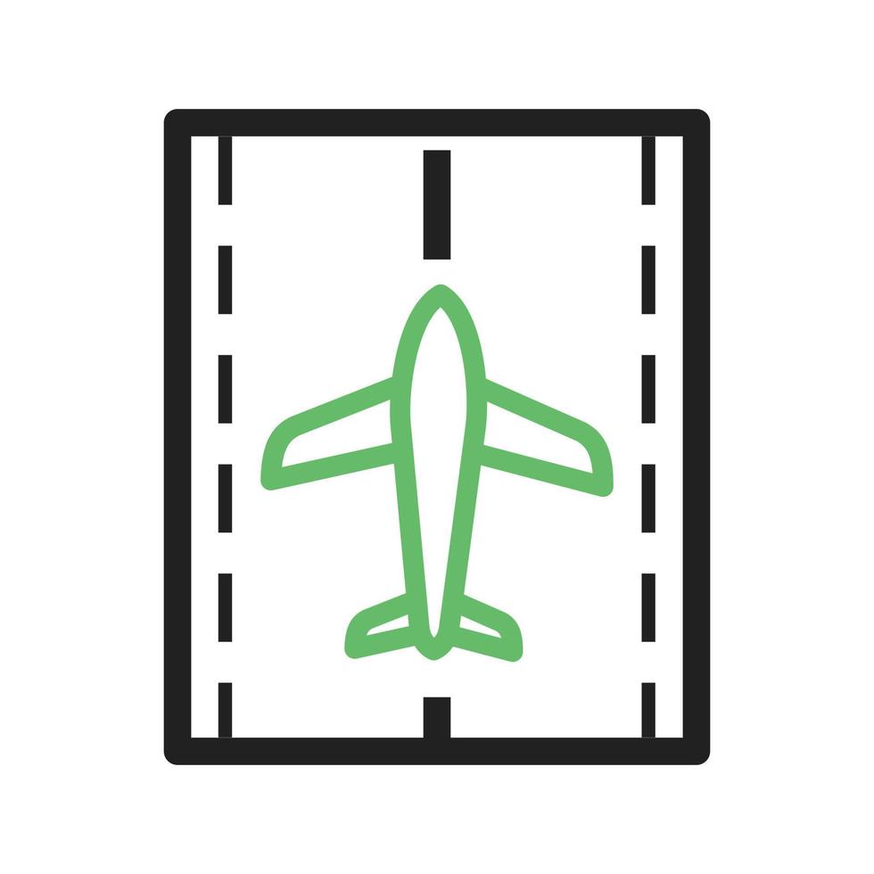 Landebahnlinie grünes und schwarzes Symbol vektor