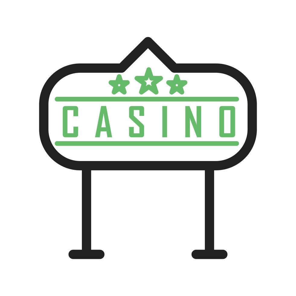 kasino tecken linje grön och svart ikon vektor