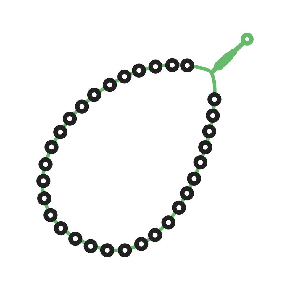 bön pärlor linje grön och svart ikon vektor