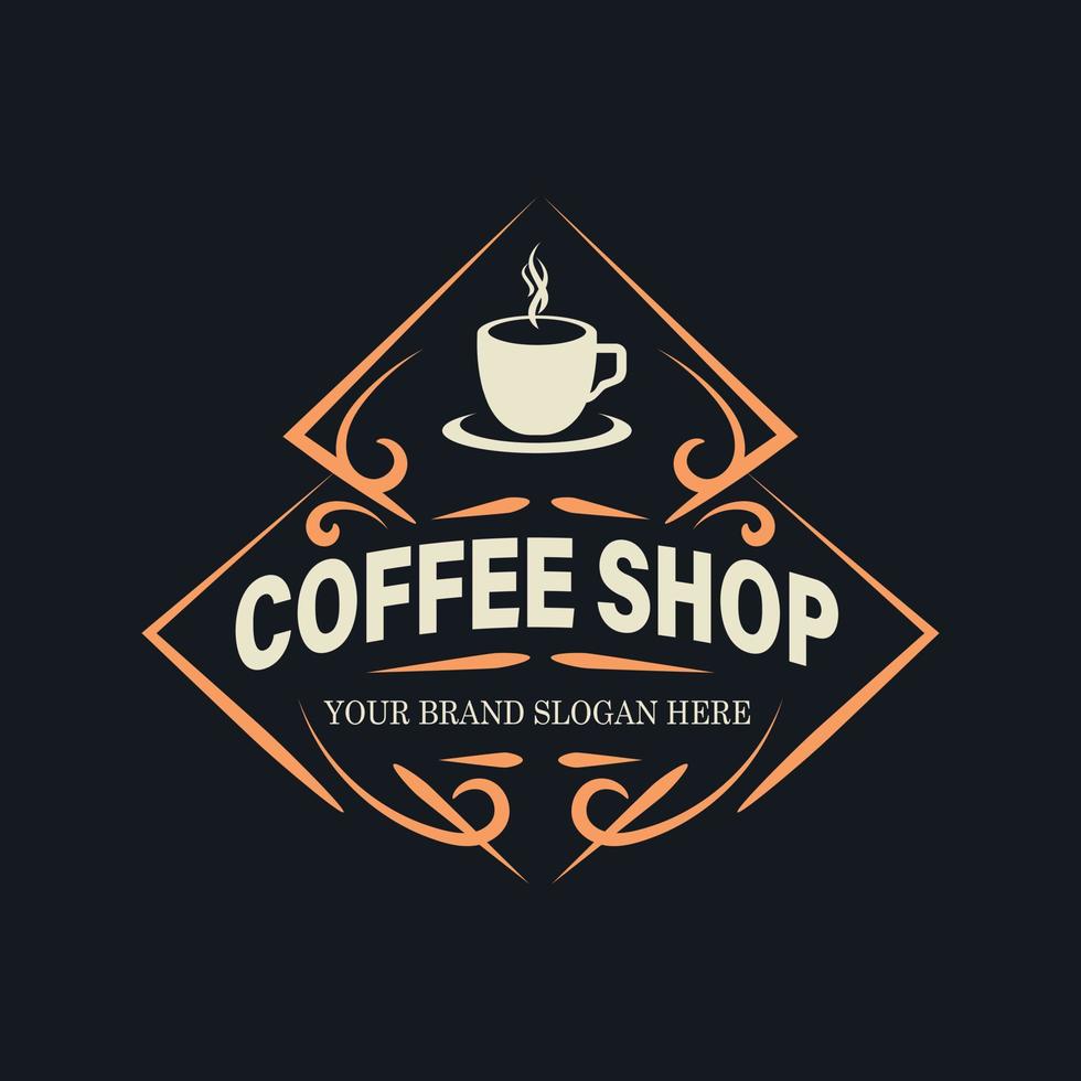 Coffee-Shop-Logo, Abzeichen und Etiketten-Design-Elemente-Set. Café-Objekt im Vintage-Stil. Retro-Vektor-Illustration. vektor