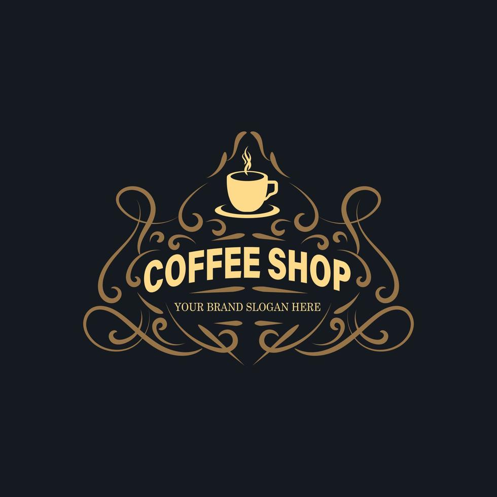 Coffee-Shop-Logo, Abzeichen und Etiketten-Design-Elemente-Set. Café-Objekt im Vintage-Stil. Retro-Vektor-Illustration. vektor