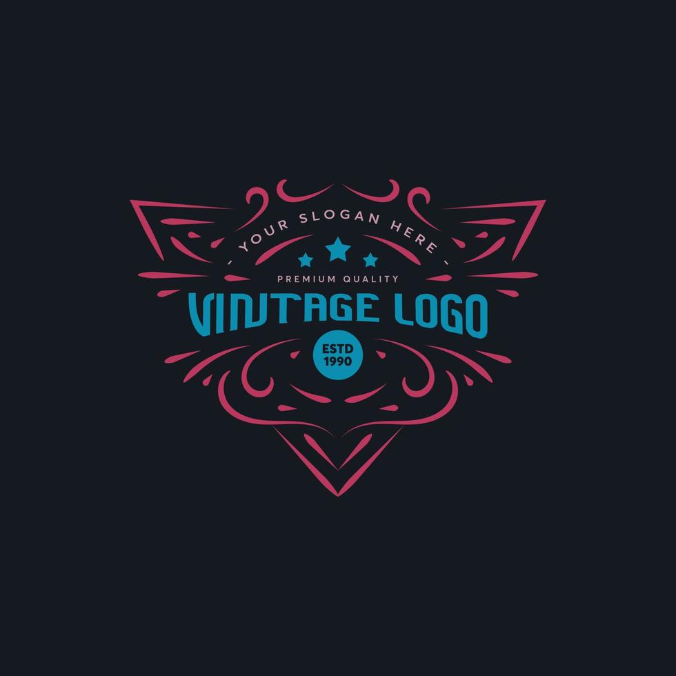 Vintage-Logo-Vorlage mit Retro-Farbe für Bekleidungslogo, Café-Logo, Barber-Shop-Logo, Café-Logo vektor