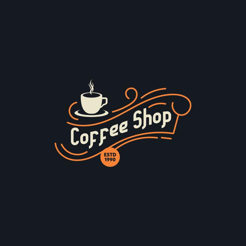 kafé logotyp med vintage eller retro stil vektor