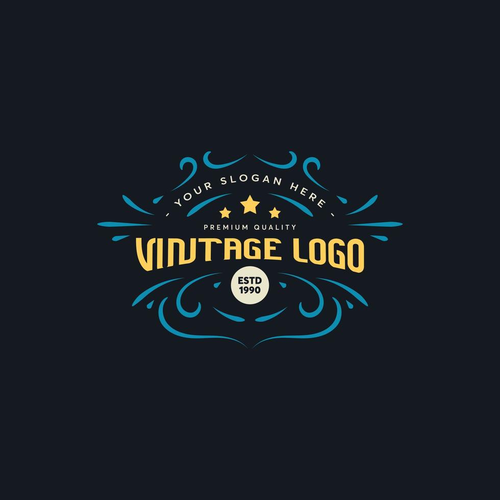 Vintage-Logo-Vorlage mit Retro-Farbe für Bekleidungslogo, Café-Logo, Barber-Shop-Logo, Café-Logo vektor