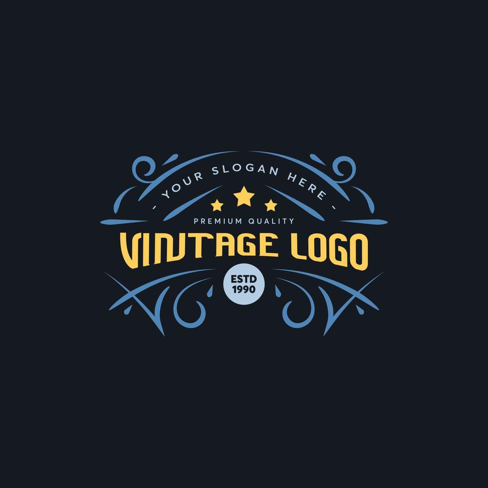 vintage logotyp mall med retro färg för klädlogotyp, kafélogotyp, frisörlogotyp, cafélogotyp vektor