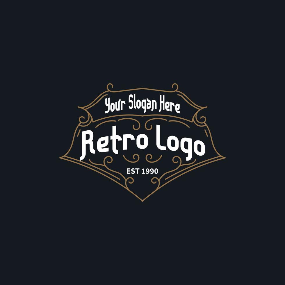 Retro-Vintage-Logo-Vorlage. Vektordesign-Element, Geschäftszeichen, Logo, Identität, Etikett, Abzeichen und Objekt. vektor