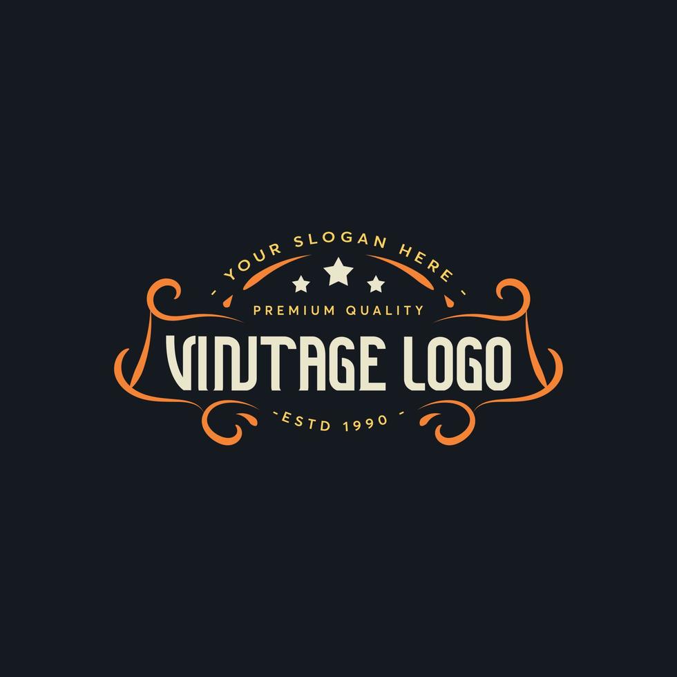 Vintage-Logo. Vintage-Etikett. Vintage-Schmuck. Vintage-Farbe. Vintage-Logo-Vorlage. vektor