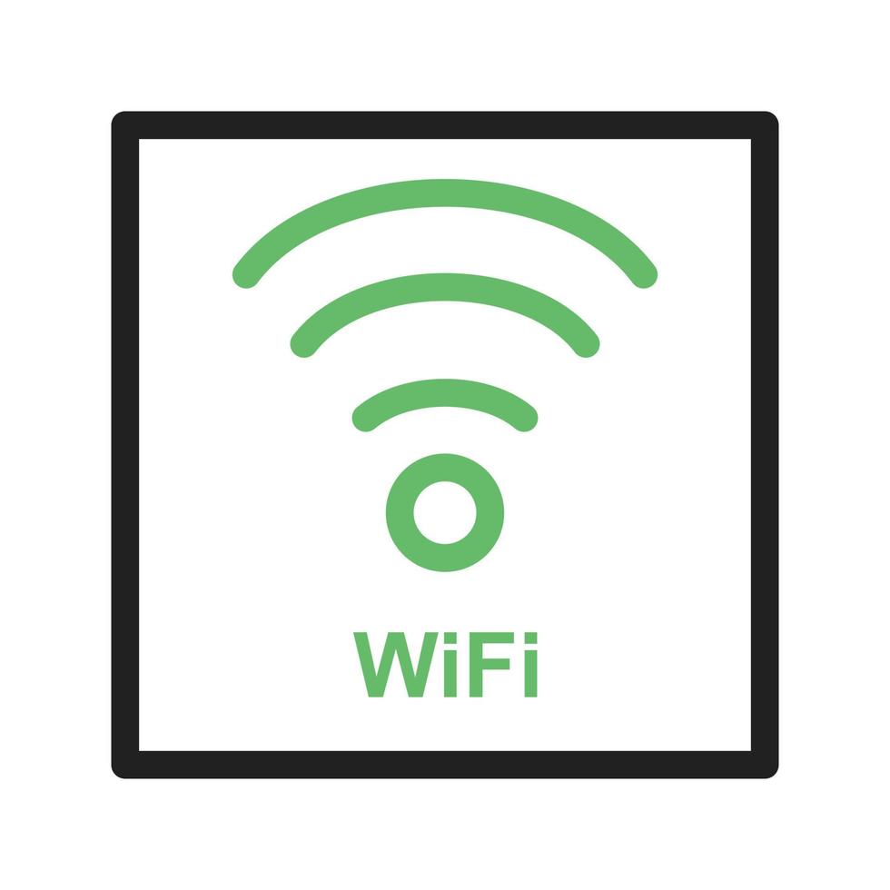 Wi-Fi-Zeichenlinie grünes und schwarzes Symbol vektor