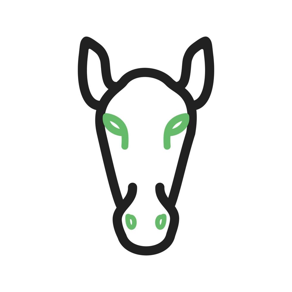 häst ansikte linje grön och svart ikon vektor