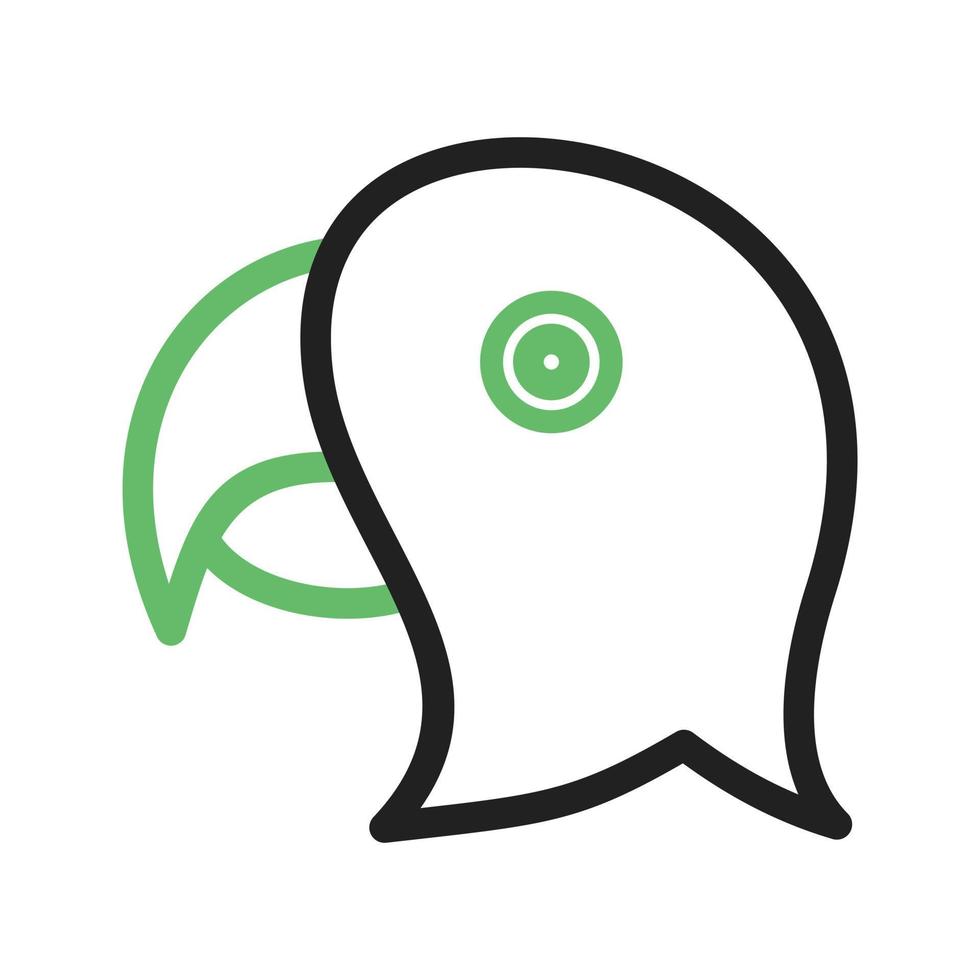 papegoja ansikte linje grön och svart ikon vektor