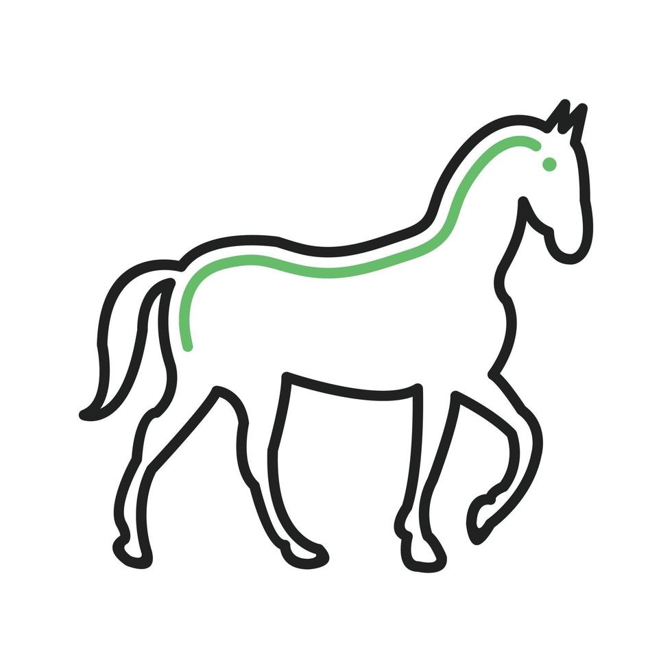 häst linje grön och svart ikon vektor
