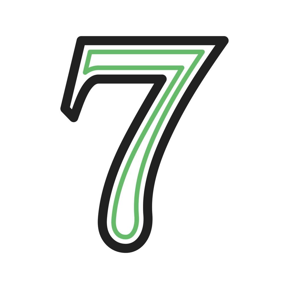 Nummer sieben Linie grünes und schwarzes Symbol vektor