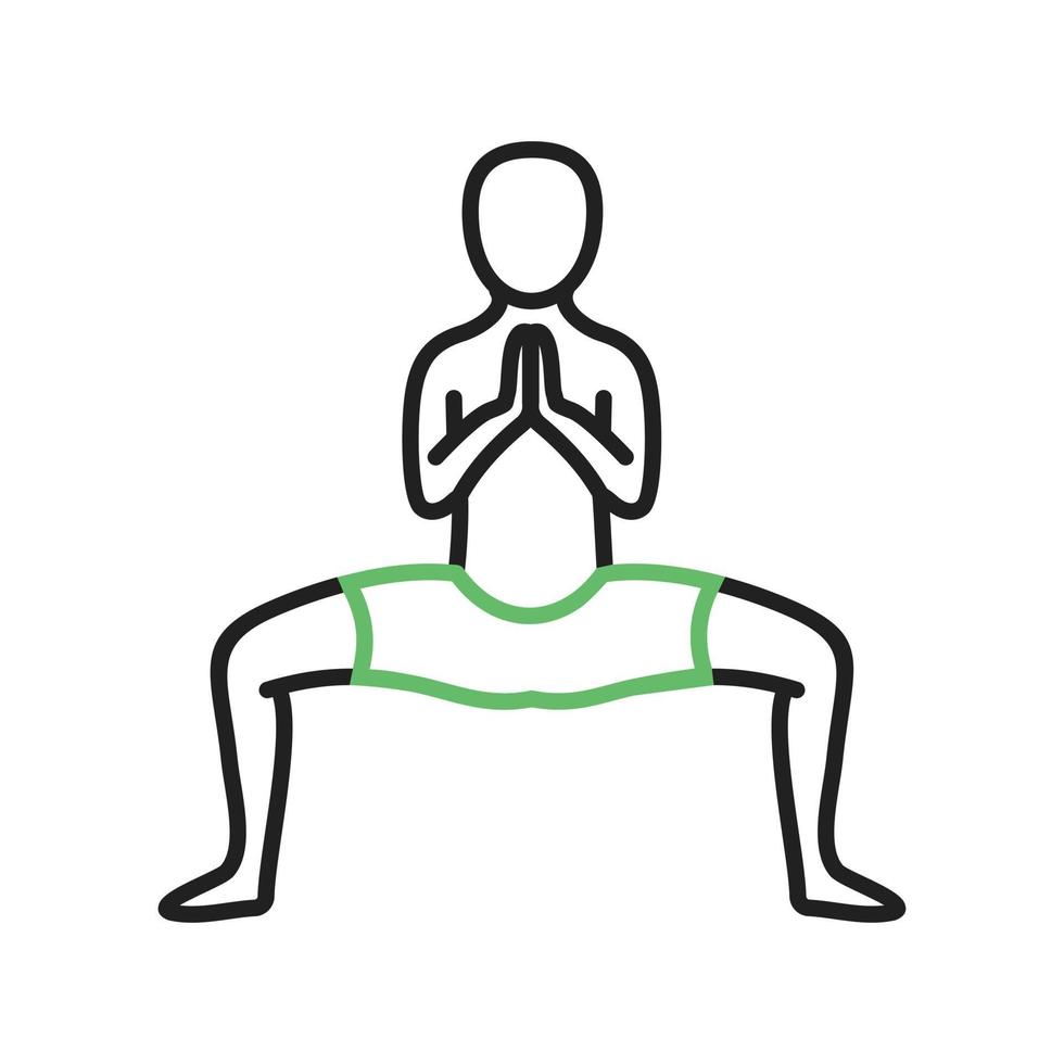 buddhistische Pose Linie grünes und schwarzes Symbol vektor