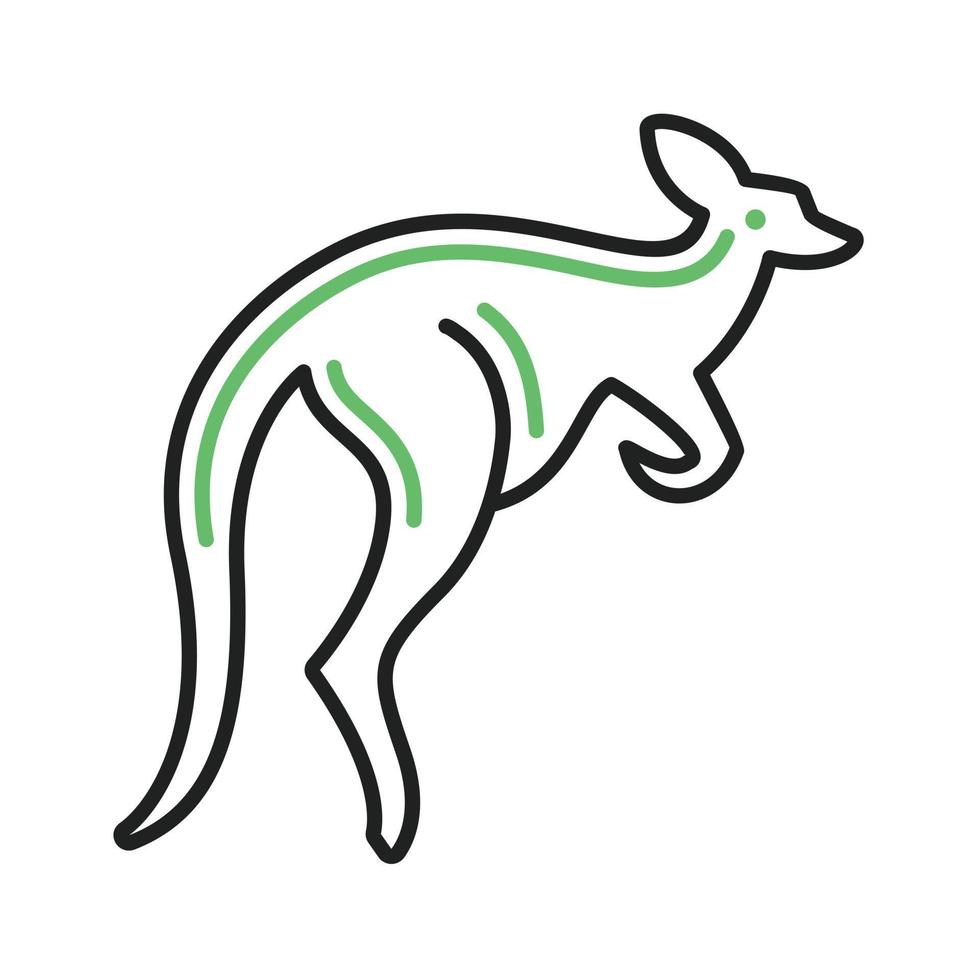 Kängurulinie grünes und schwarzes Symbol vektor