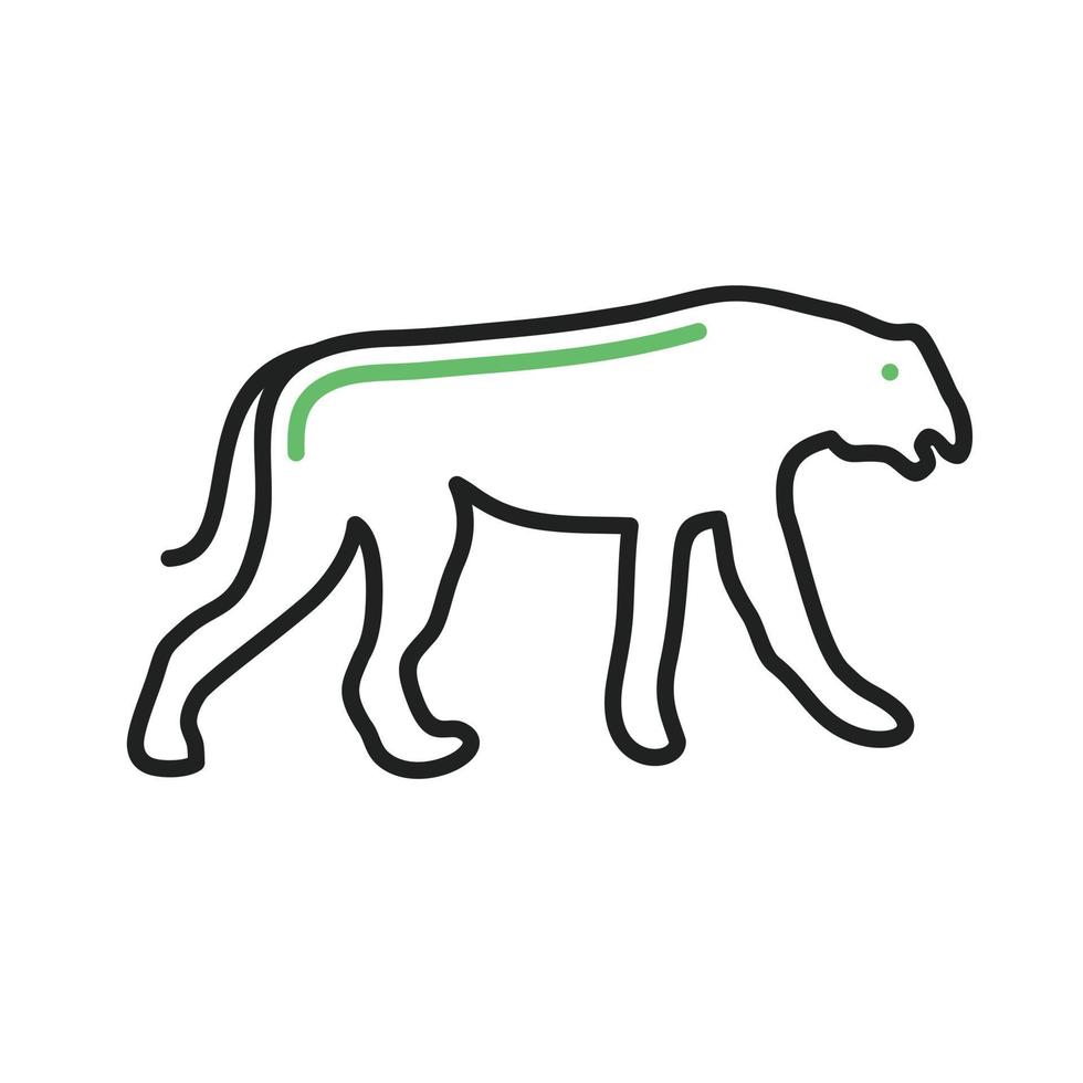 Gepardenlinie grünes und schwarzes Symbol vektor