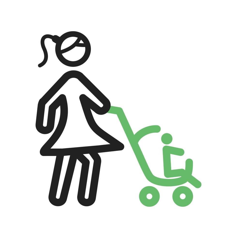 Mutter zu Fuß Baby Linie grünes und schwarzes Symbol vektor