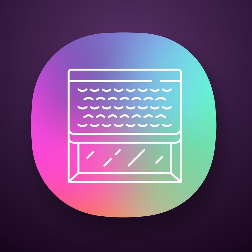 App-Symbol für gewebte Holztöne. Fensterrollos. Zuhause, Büro-Innenausstattung. Fensterabdeckung, motorisierte Jalousie. ui ux-Benutzeroberfläche. Web- oder mobile Anwendung. vektor isolierte illustration