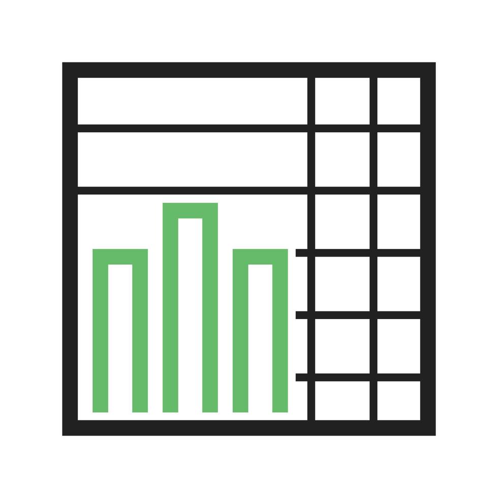 staplad graf linje grön och svart ikon vektor