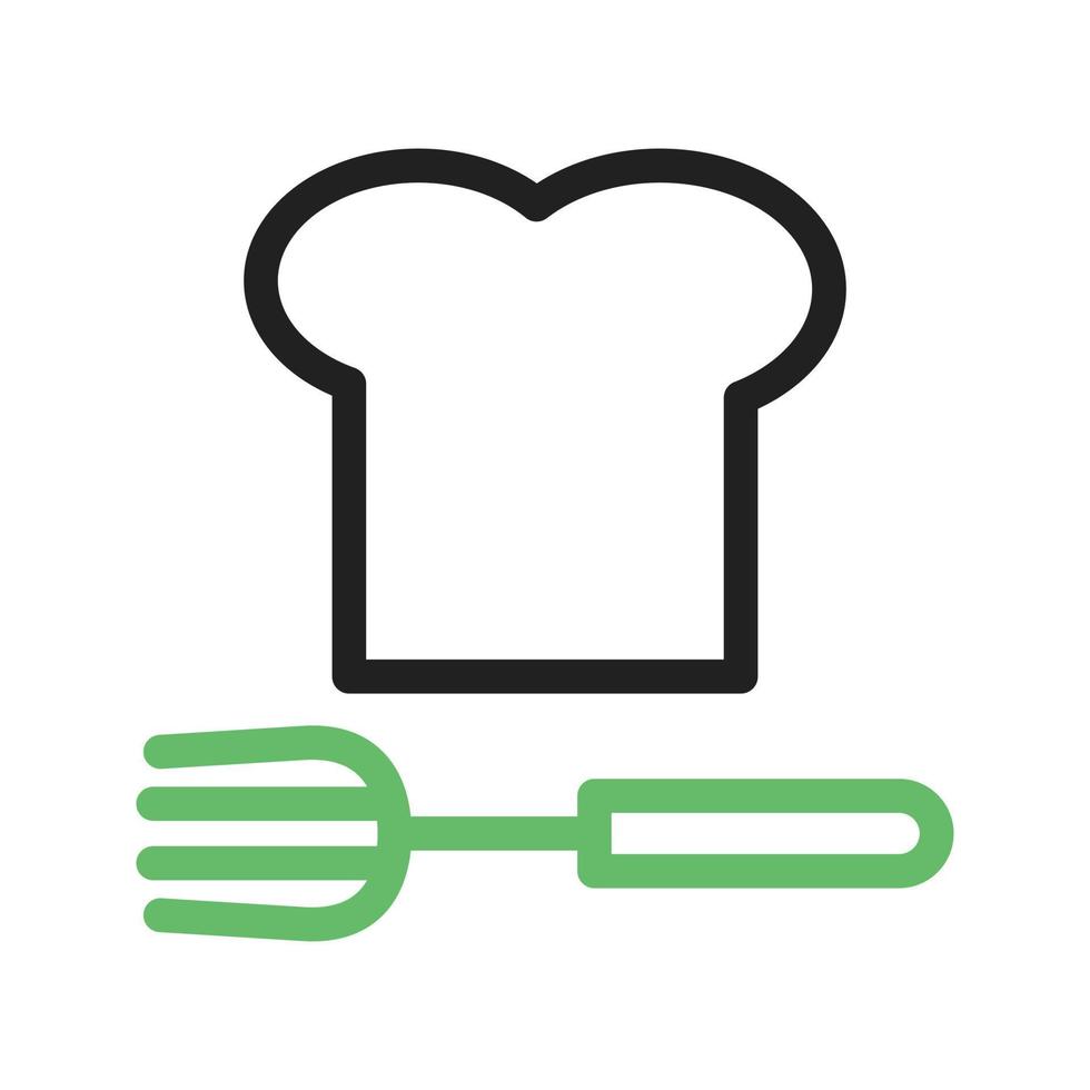 kock hatt och gaffel linje grön och svart ikon vektor