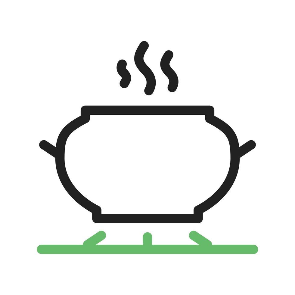 matlagning på spisen linje grön och svart ikon vektor