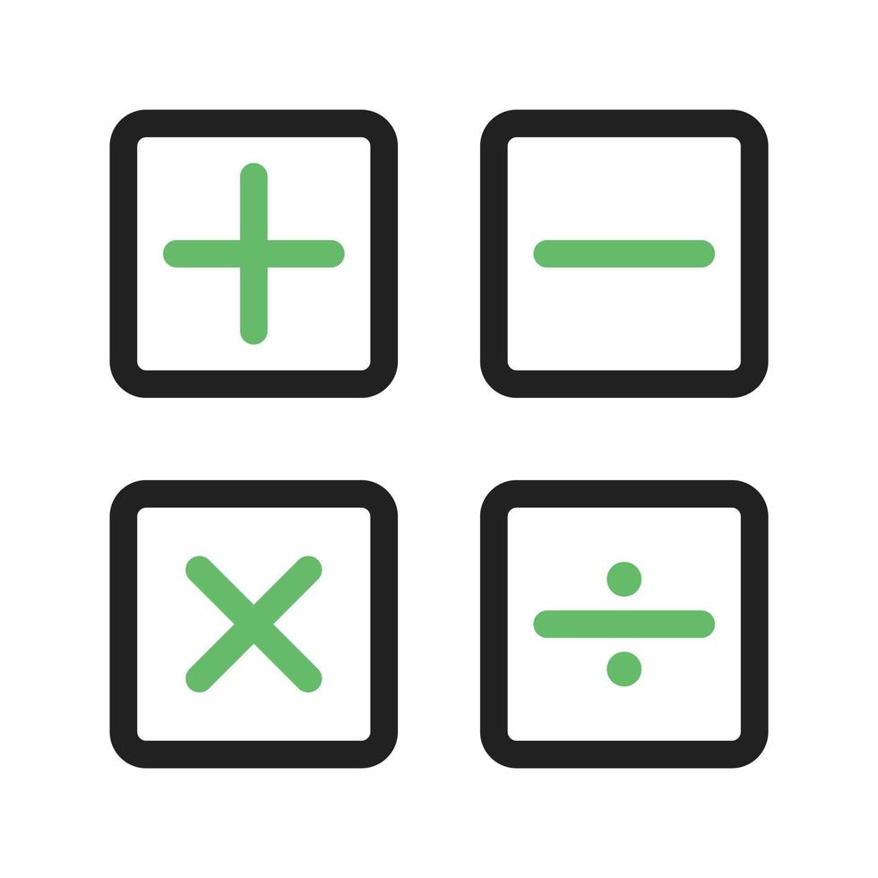 matematiska symboler ii linje grön och svart ikon vektor