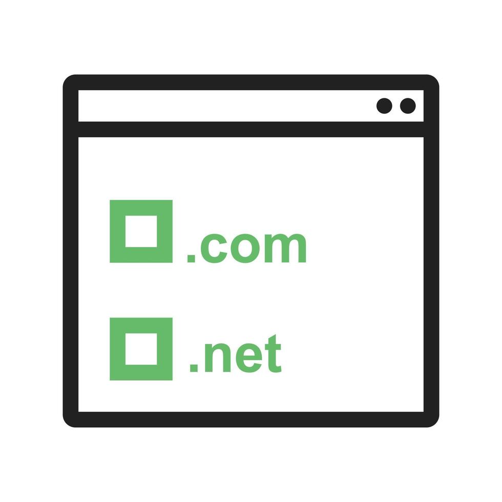 Domain-Registrierungszeile grünes und schwarzes Symbol vektor