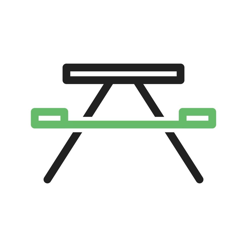 Holzbanklinie grünes und schwarzes Symbol vektor