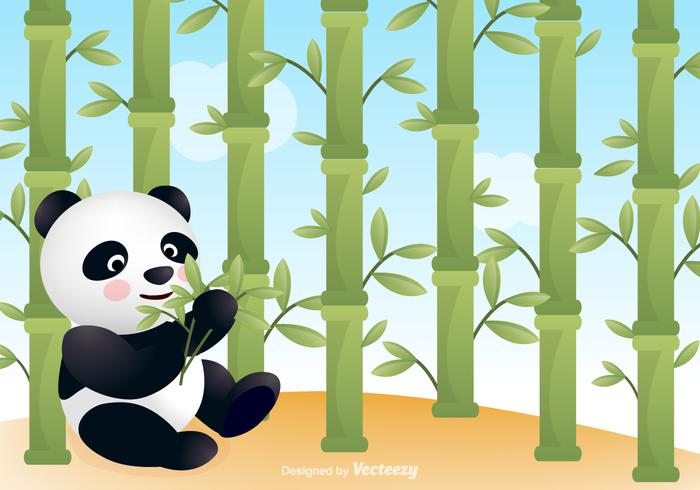 Gratis Panda Med Bambu Vector Bakgrund