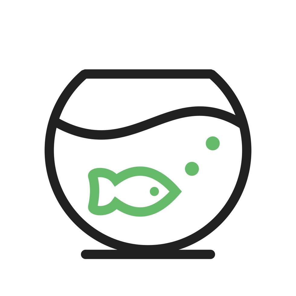 fisk skål linje grön och svart ikon vektor