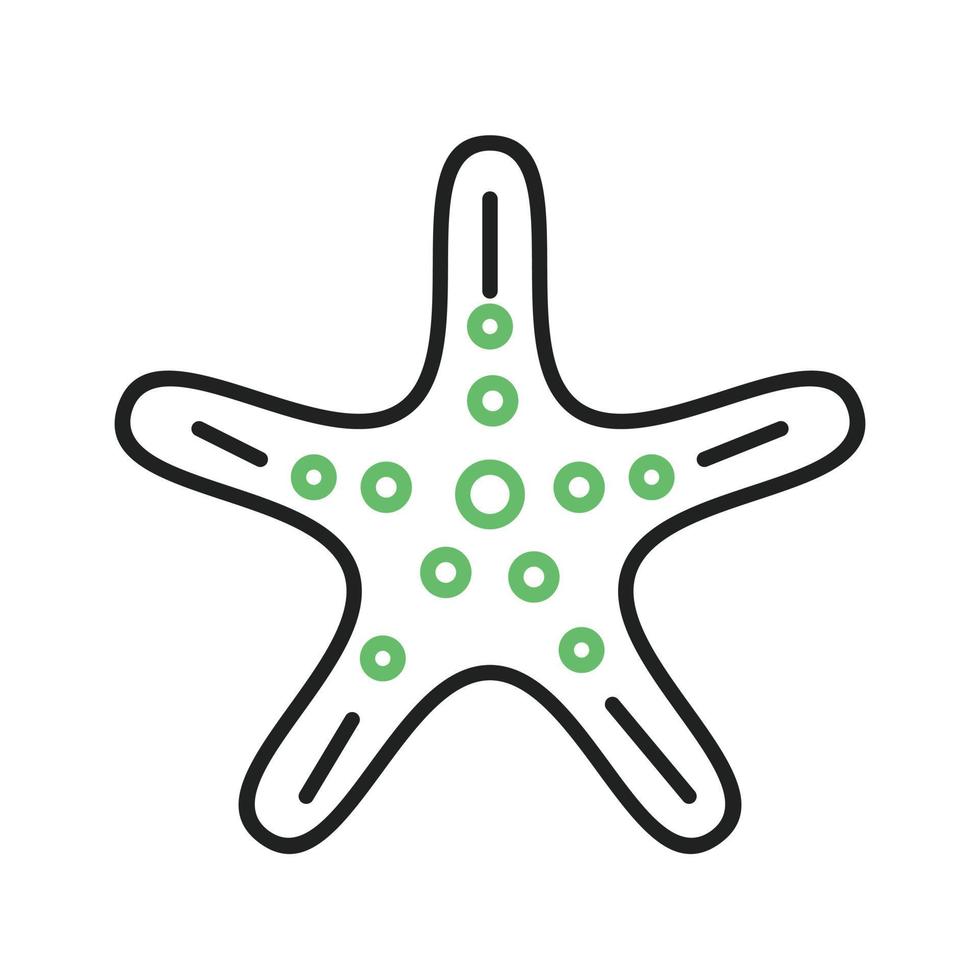 sjöstjärna linje grön och svart ikon vektor