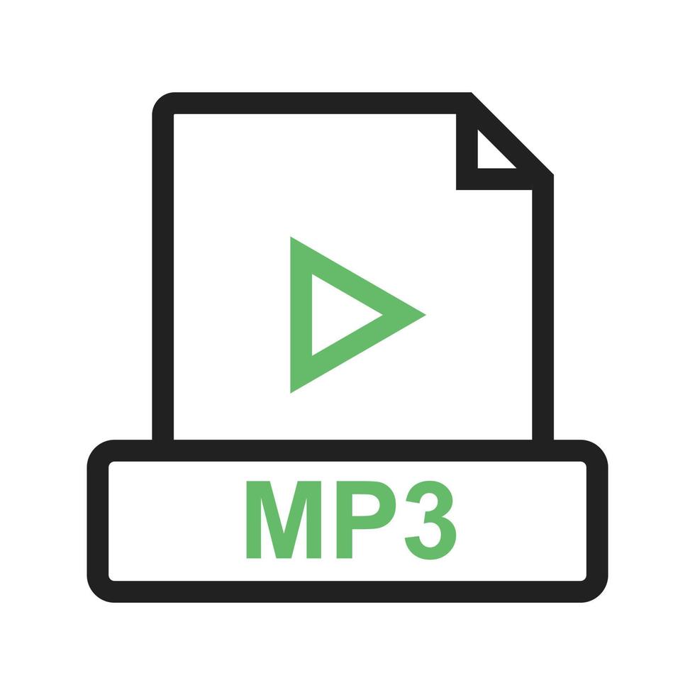 mp3-Linie grünes und schwarzes Symbol vektor