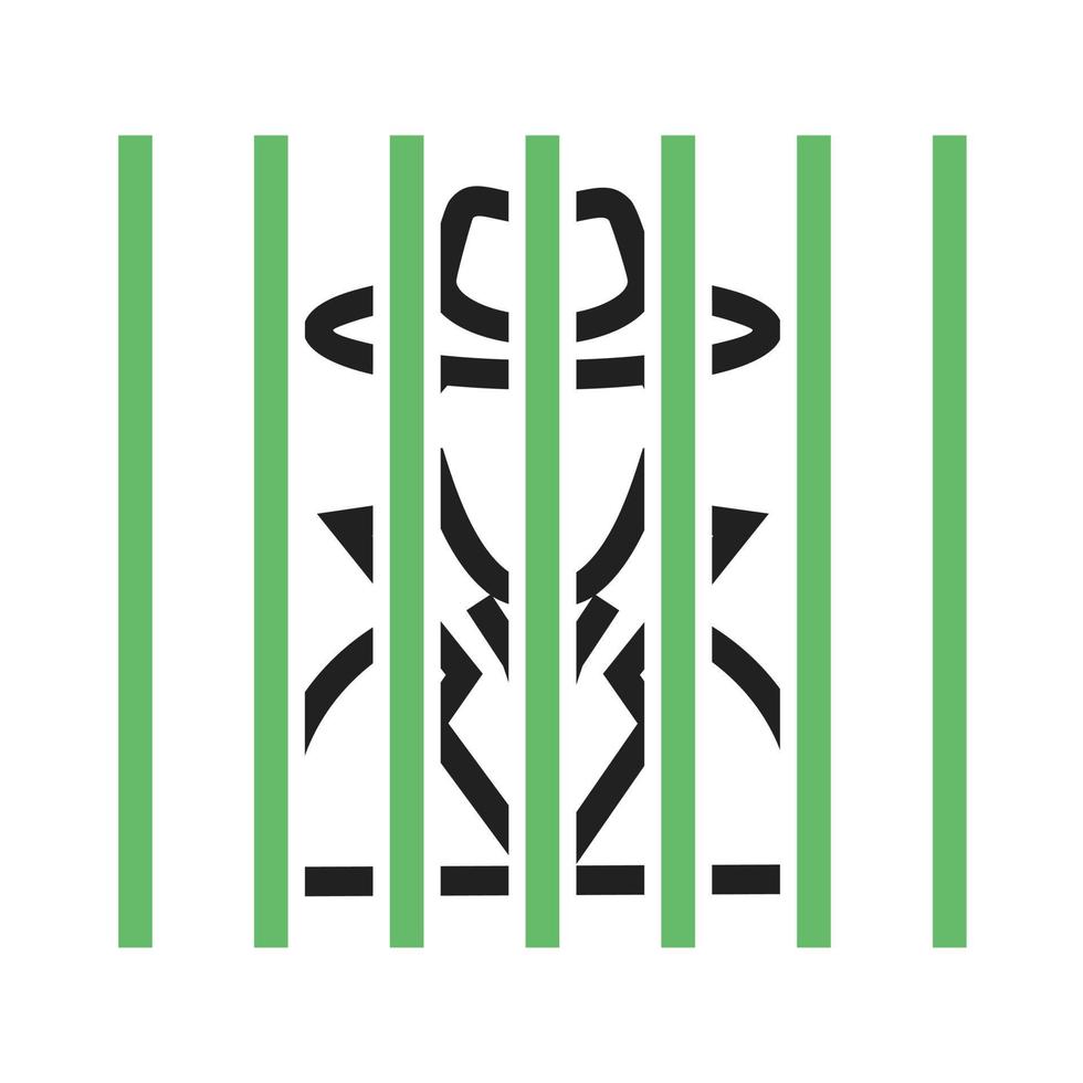 Verbrecher hinter Gittern Linie grünes und schwarzes Symbol vektor