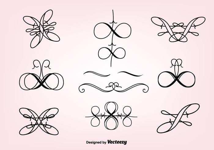 Handgezogener Curly Swirl Vektor Set