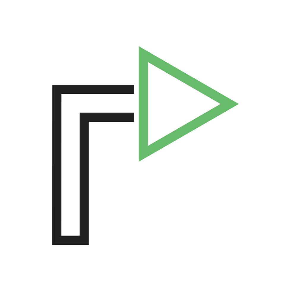 höger sväng linje grön och svart ikon vektor
