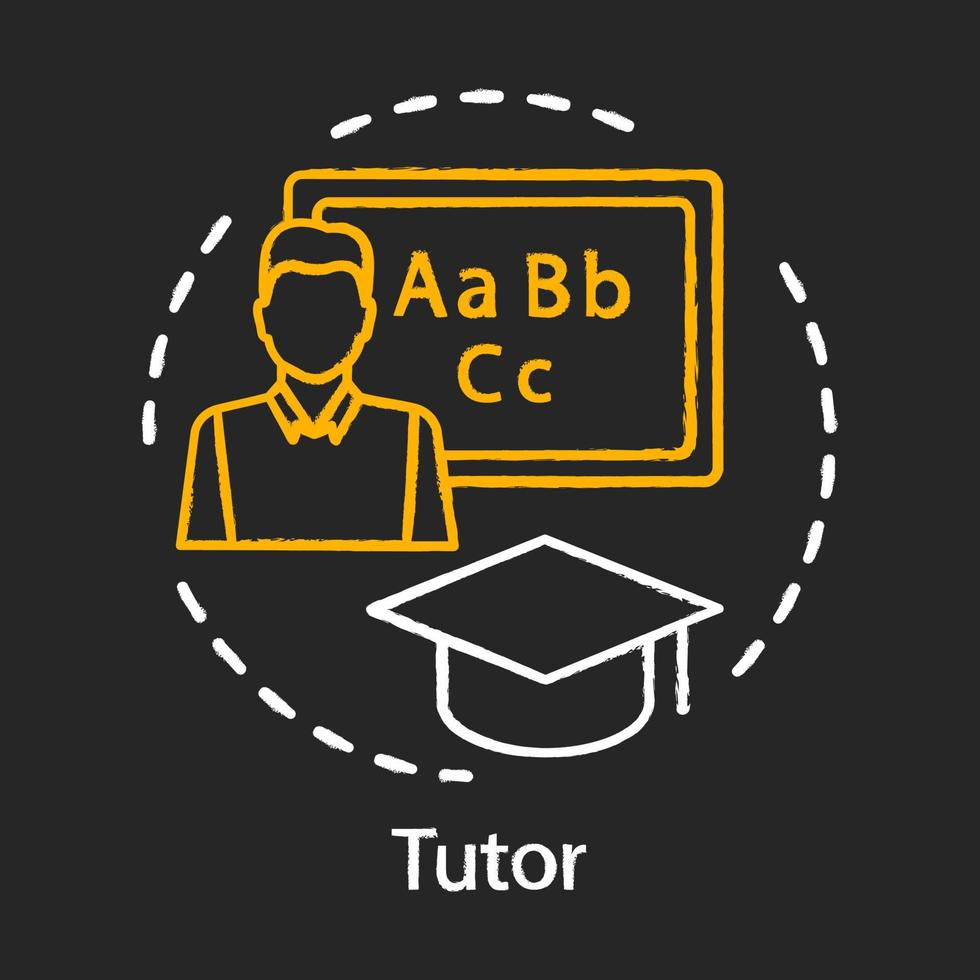 handledare krita ikon. privatlärare. kurser utbildning. lärande program. pedagog, pedagog. skolans personal. främmande språklärare, filolog. isolerade svarta tavlan vektorillustration vektor