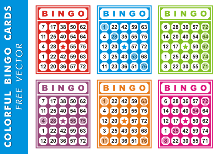 Färgglada Bingo Kort Gratis Vektor