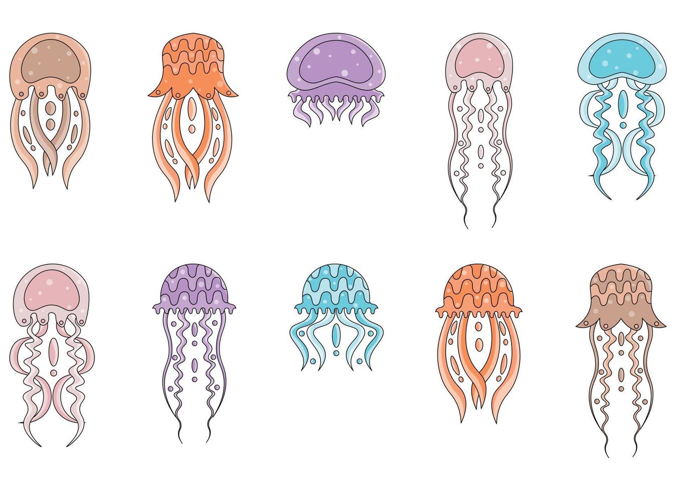 manet vektor tecknad ikon. isolerade tecknade set ikon av manet medusa. vektor illustration maneter isolerad på vit bakgrund