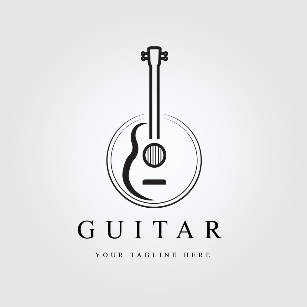 gitarr line art logotyp, ikon och symbol, vektor illustration design