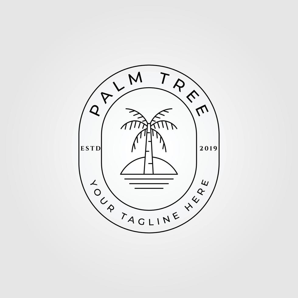 palm tree line art logotyp, ikon och symbol, med emblem vektor illustration design