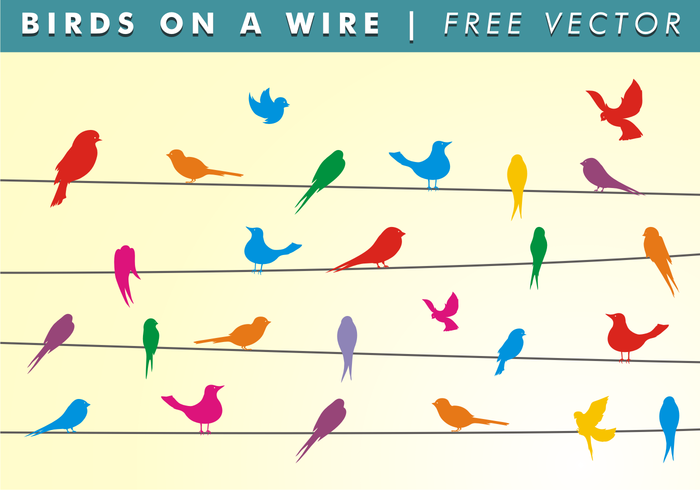 Vögel auf einem Wire Free Vector