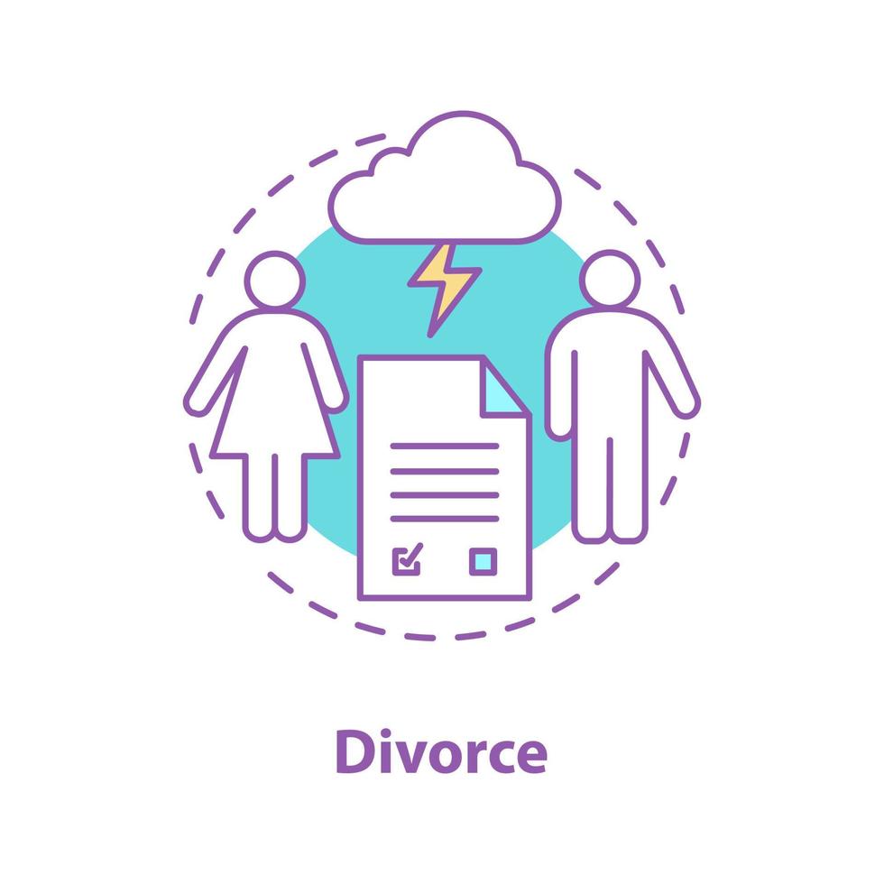 skilsmässa koncept ikon. familj splittras. relationer uppdelning idé tunn linje illustration. vektor isolerade konturritning