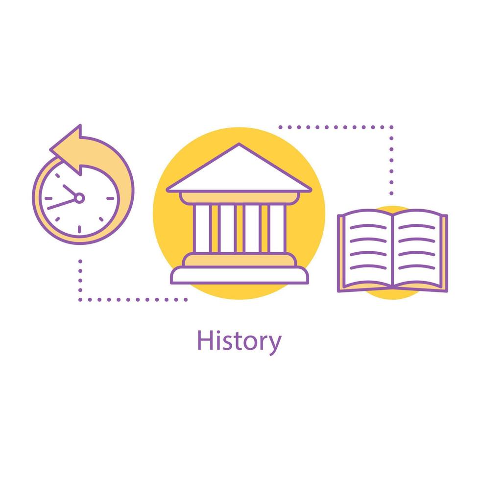 historia koncept ikon. lärande av det förflutna. utbildning idé tunn linje illustration. skol- eller universitetsämne. vektor isolerade konturritning