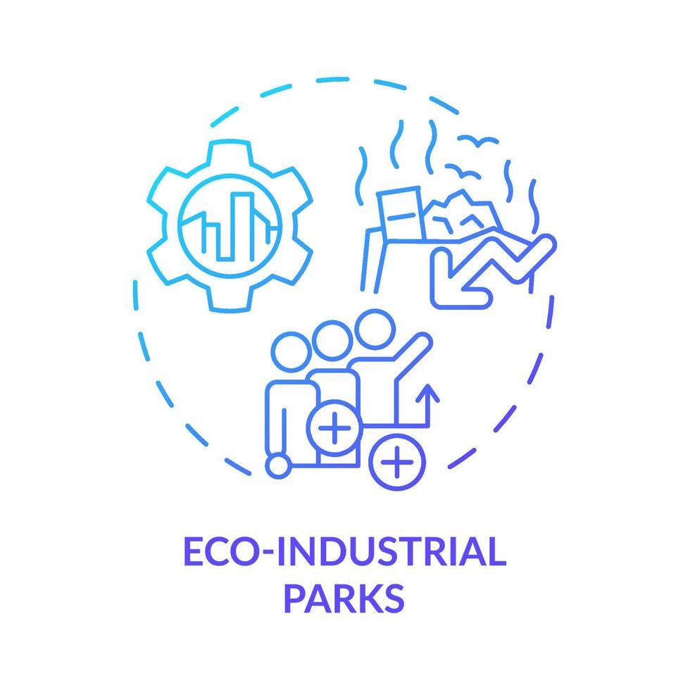 Eco-Industrial Parks blaues Farbverlauf-Konzept-Symbol. Verringerung der Verschmutzung. Bereich der industriellen Ökologie abstrakte Idee dünne Linie Illustration. isolierte Umrisszeichnung. vektor