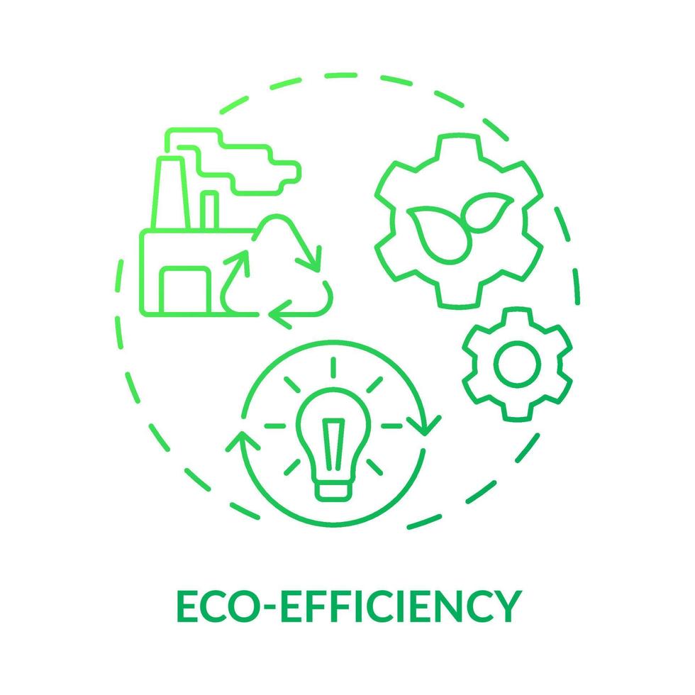 Symbol für das grüne Farbverlaufskonzept der Ökoeffizienz. Nachhaltigkeitsförderung. Bereich der industriellen Ökologie abstrakte Idee dünne Linie Illustration. isolierte Umrisszeichnung. vektor