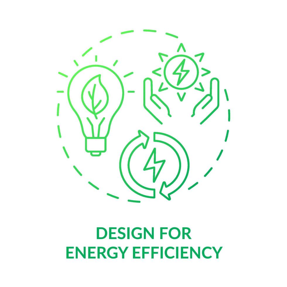 Design für Energieeffizienz Symbol für grünes Gradientenkonzept. Energieverbrauch. industrielle Ökologie abstrakte Idee dünne Linie Illustration. isolierte Umrisszeichnung. vektor