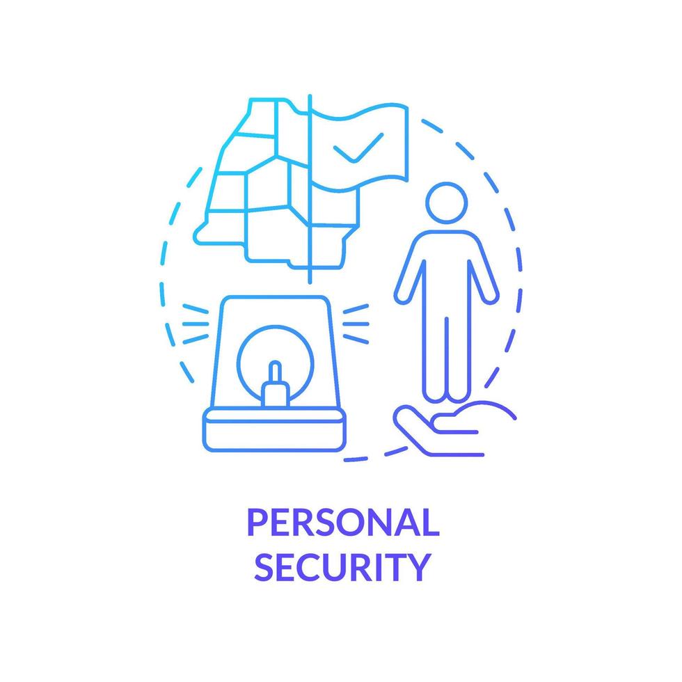 personlig säkerhet blå gradient koncept ikon. lagregleringssystem. element av nationell säkerhet abstrakt idé tunn linje illustration. isolerade konturritning. vektor
