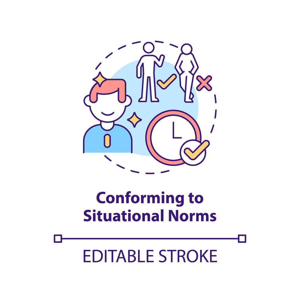 Symbol für das Konzept der Situationsnormen. Impression-Management-Technik abstrakte Idee dünne Linie Illustration. isolierte Umrisszeichnung. editierbarer Strich. vektor